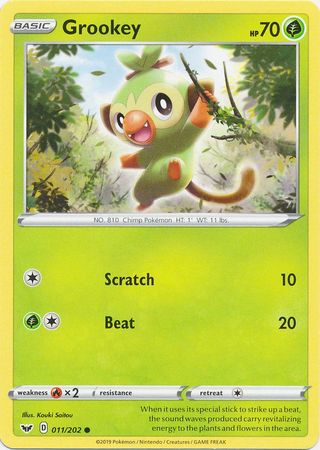 <transcy>ポケモンカードソードアンドシールド011/20211/202 Grookey Common</transcy>