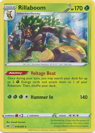 <transcy>Pokemon Card Schwert und Schild 014/202 14/202 Rillaboom Non Holo</transcy>