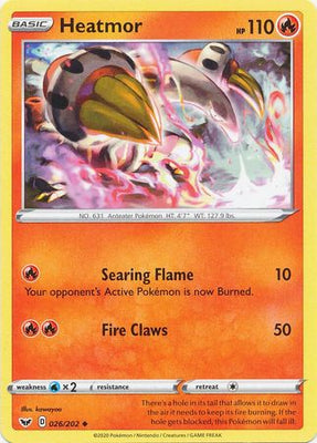 Pokemon Card Sword and Shield 026/202 26/202 Heatmor Uncommon