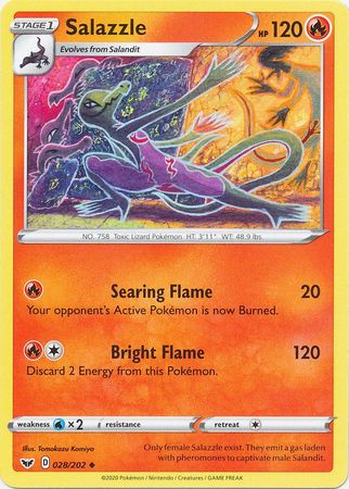 Pokemon Card Sword and Shield 028/202 28/202 Salazzle Uncommon