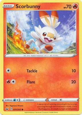 <transcy>بطاقة بوكيمون سيف اند شيلد 031/202 31/202 Scorbunny Common</transcy>