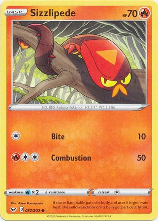 Pokemon Card Sword and Shield 037/202 37/202 Sizzlipede Common