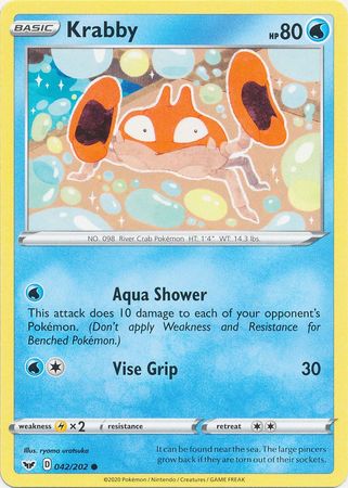 Pokemon Card Sword and Shield 042/202 42/202 Krabby Common