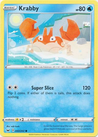 Pokemon Card Sword and Shield 043/202 43/202 Krabby Common