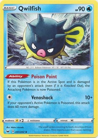 <transcy>Pokemon Card Schwert und Schild 051/202 51/202 Qwilfish Gelegentlich</transcy>