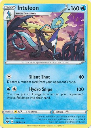 Pokemon Card Sword and Shield 059/202 59/202 Inteleon Rare