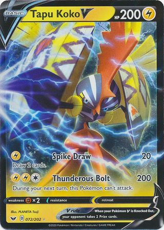 <transcy>Pokemon Card Schwert und Schild 072/202 72/202 Tapu Koko V Ultra Rare</transcy>