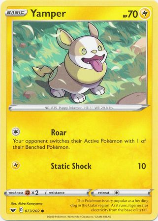 <transcy>Pokemon Card Schwert und Schild 073/202 73/202 Yamper Common</transcy>