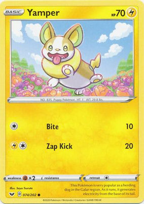 Pokemon Card Sword and Shield 074/202 74/202 Yamper Common