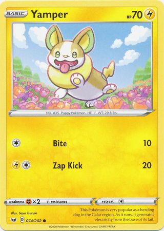 <transcy>Pokemon Card Schwert und Schild 074/202 74/202 Yamper Common</transcy>