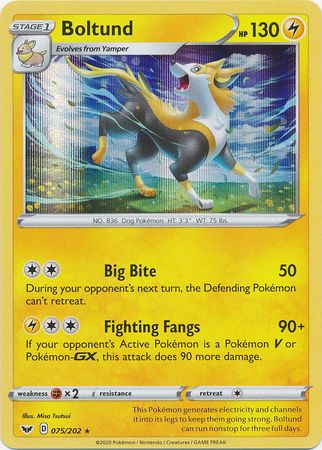 <transcy>Pokemon Card Schwert und Schild 075/202 75/202 Boltund Holo Rare</transcy>