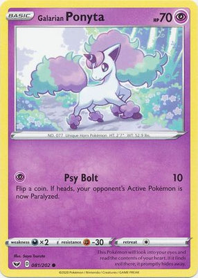 Pokemon Card Sword and Shield 081/202 81/202 Galarian Ponyta Common