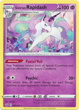 Pokemon Card Sword and Shield 082/202 82/202 Galarian Rapidash Rare