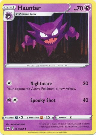 Pokemon Card Sword and Shield 084/202 84/202 Haunter Uncommon