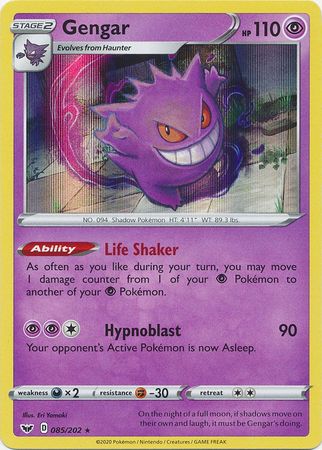 <transcy>Pokemon Card Schwert und Schild 085/202 85/202 Gengar Holo Rare</transcy>