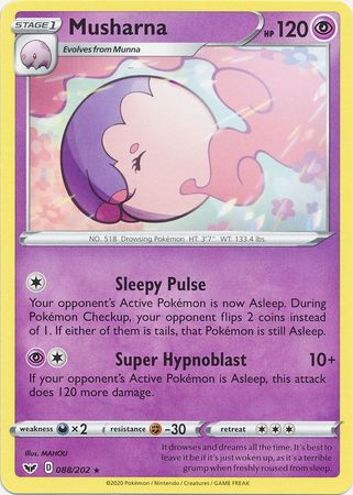 Pokemon Card Sword and Shield 088/202 88/202 Musharna Rare