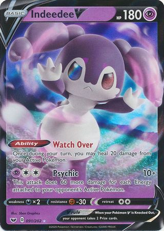 <transcy>Pokemon Card Schwert und Schild 091/202 91/202 Indeedee V Ultra Rare</transcy>