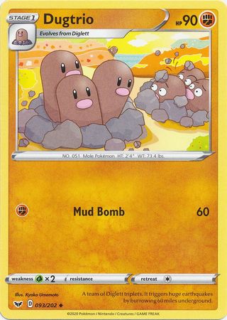 Pokemon Card Sword and Shield 093/202 93/202 Dugtrio Uncommon