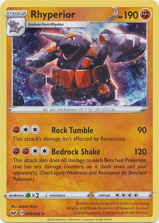 <transcy>Pokemon Card Schwert und Schild 099/202 99/202 Rhyperior Holo Rare</transcy>