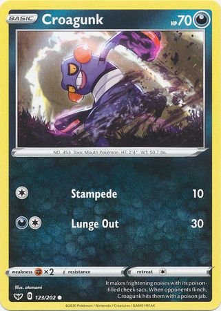 <transcy>Pokemon Card Sword and Shield 123/202 Croagunk Common</transcy>