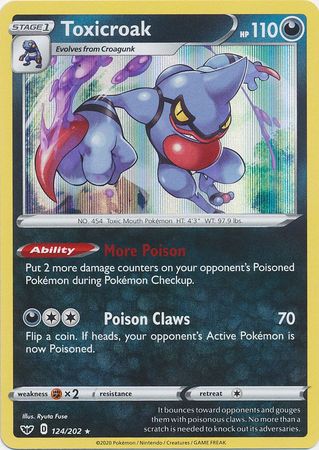 Pokemon Card Sword and Shield 124/202 Toxicroak Holo Rare