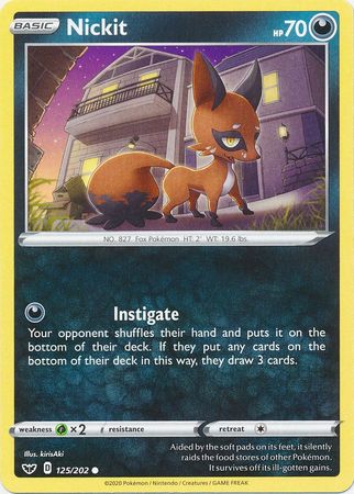 Pokemon Card Sword and Shield 125/202 Nickit Common