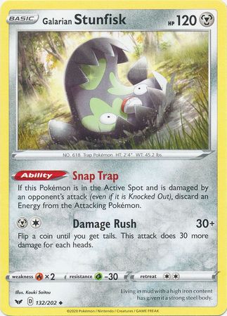 Pokemon Card Sword and Shield 132/202 Galarian Stunfisk Uncommon