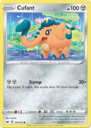 Pokemon Card Sword and Shield 136/202 Cufant Common