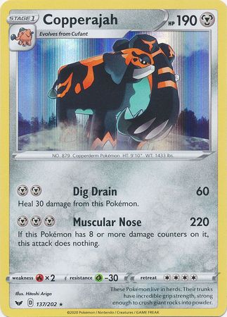 <transcy>Pokemon Card Sword and Shield 137/202 Copperajah Holo Sjælden</transcy>