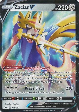 Pokemon Card Sword and Shield 138/202 Zacian V Ultra Rare