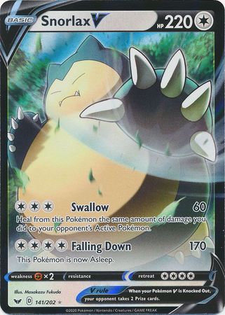 Pokemon Card Sword and Shield 141/202 Snorlax V Ultra Rare