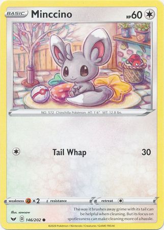 Pokemon Card Sword and Shield 146/202 Minccino Common