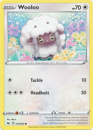 Pokemon Card Sword and Shield 153/202 Wooloo Common