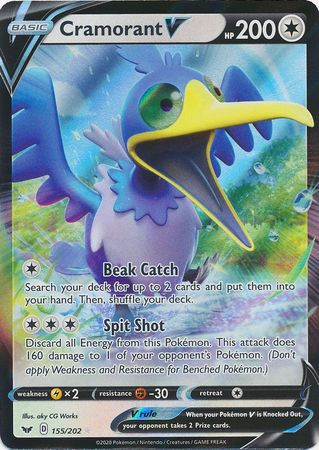 Pokemon Card Sword and Shield 155/202 Cramorant V Ultra Rare