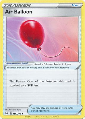 Pokemon Card Sword and Shield 156/202 Air Balloon item Uncommon
