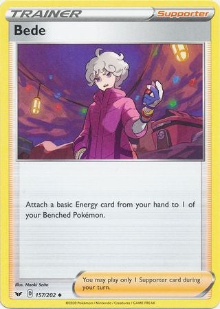 Pokemon Card Sword and Shield 157/202 Bede supporter Uncommon