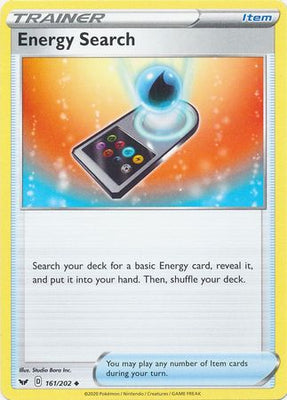 Pokemon Card Sword and Shield 161/202 Energy Search item Uncommon