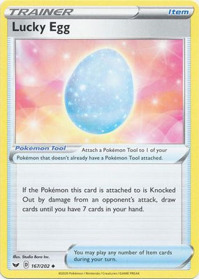 Pokemon Card Sword and Shield 167/202 Lucky Egg item Uncommon