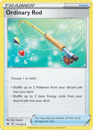 Pokemon Card Sword and Shield 171/202 Ordinary Rod item Uncommon