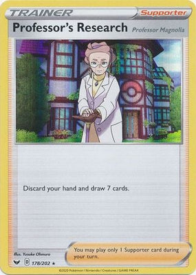 <transcy>Pokemon Card Sword and Shield 178/202 Professor&#39;s Research supporter Holo Rare</transcy>