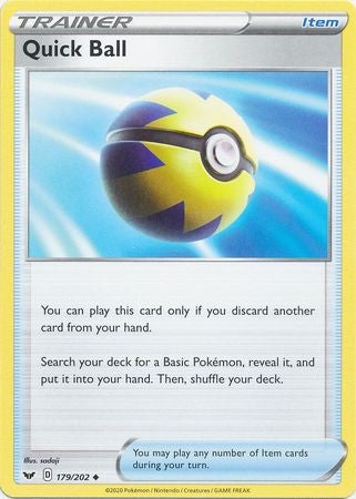 Pokemon Card Sword and Shield 179/202 Quick Ball item Uncommon