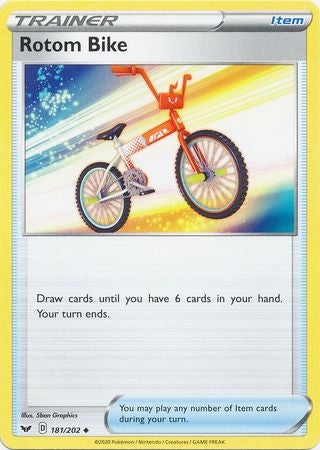 <transcy>Pokemon Card Sword and Shield 181/202 Rotom Bike-vare Ikke almindelig</transcy>