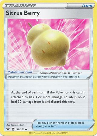 Pokemon Card Sword and Shield 182/202 Sitrus Berry item Uncommon