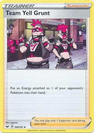 Pokemon Card Sword and Shield 184/202 Team Yell Grunt supporter Uncommon