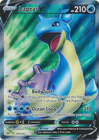 Pokemon Card Sword and Shield 189/202 Lapras V Full Art