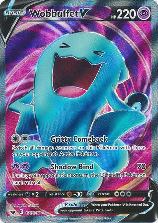 Pokemon Card Sword and Shield 191/202 Wobbuffet V Full Art