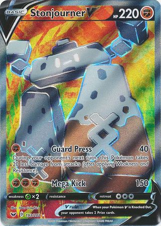 Pokemon Card Sword and Shield 193/202 Stonjourner V Full Art