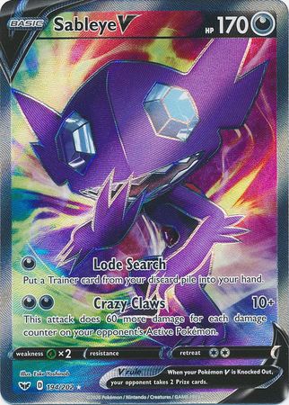 (S) Pokemon Card Sword and Shield 194/202 Sableye V Full Art