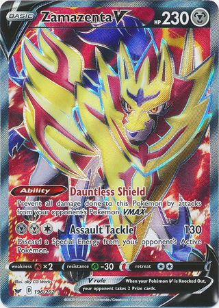 (S) Pokemon Card Sword and Shield 196/202 Zamazenta V Full Art