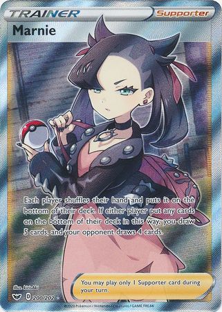 (S) Pokemon Card Sword and Shield 200/202 Marnie supporter Full Art